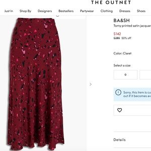 ba&sh Low Sheen Satin-Jacquard Below Calf Length Skirt - NWT SZ 4